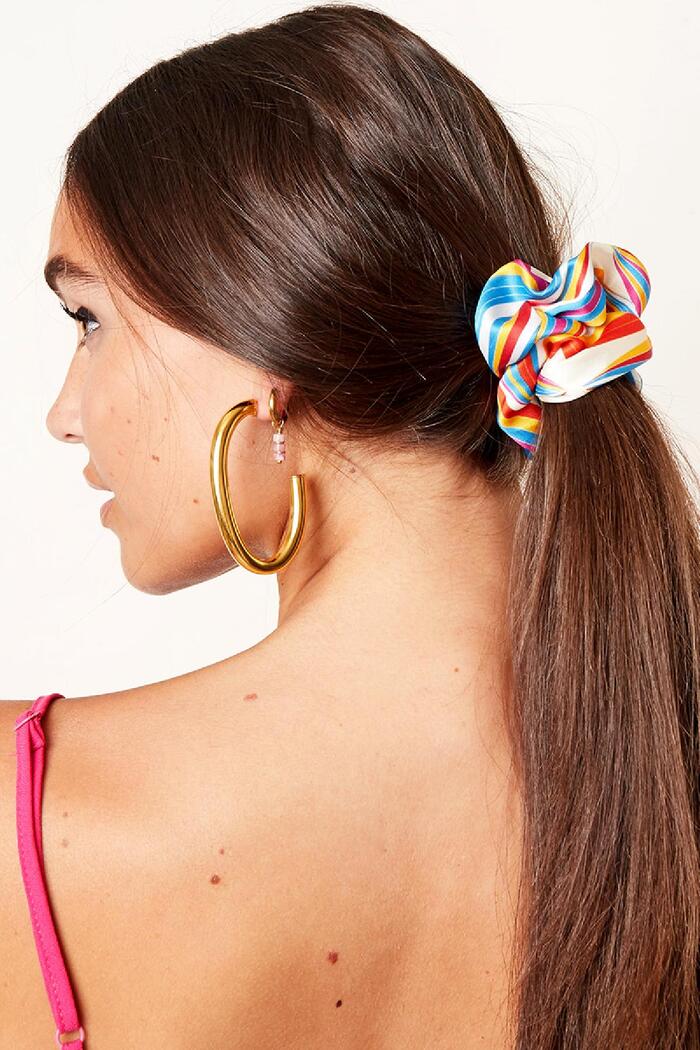 Colourful stripe scrunchie Blue & Yellow Polyester Picture2